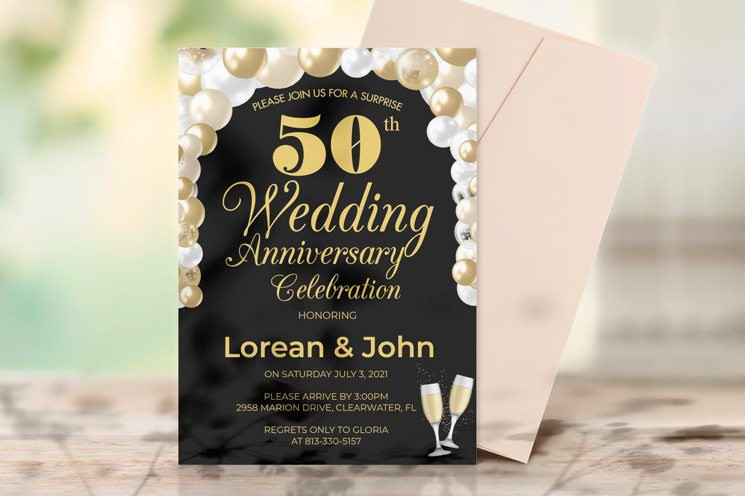 Editable Minimalist 50th Wedding Anniversary Party Invitation Template — Posh Park editable-minimalist-50th-wedding-anniversary-party-invitation-template-posh-park