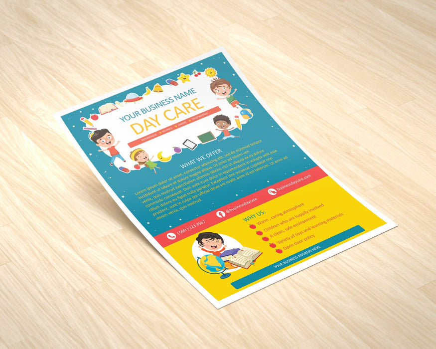 EDITABLE Childcare Flyer Template, Printable Kindergarten Daycare Flyer