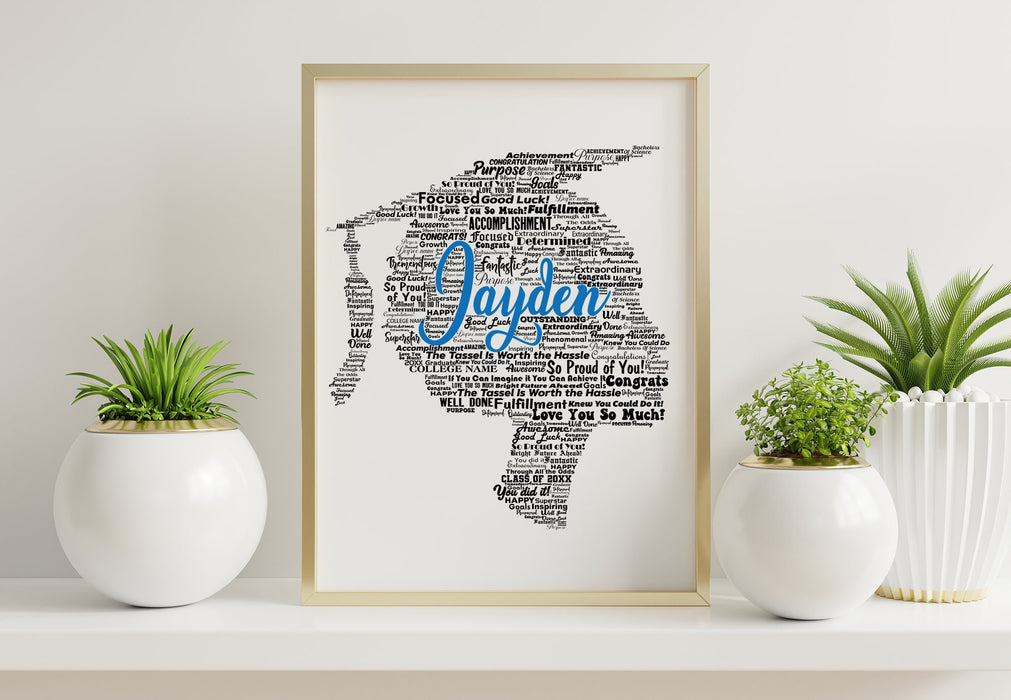 Personalized College Graduation Keepsake Artwork with Short Hair for Girls