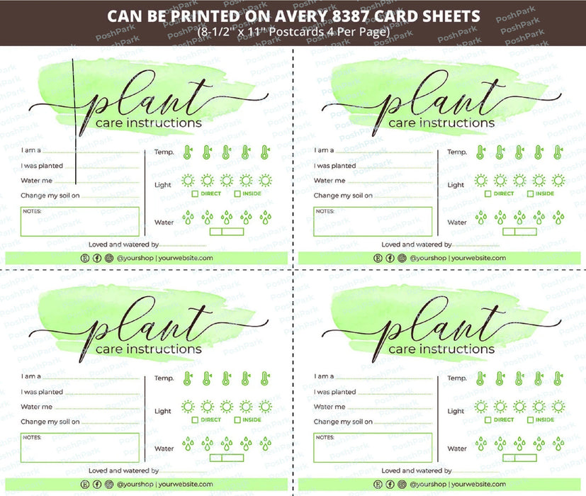 EDITABLE Plant Care Card Printable, Plant Care Template, Multi Use Plant Care Sheet