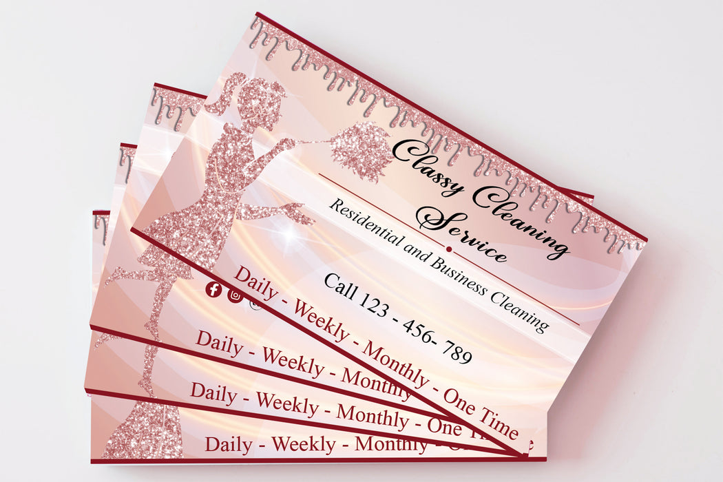 Service Contact Card Commercial Cleaning Service Business Cards