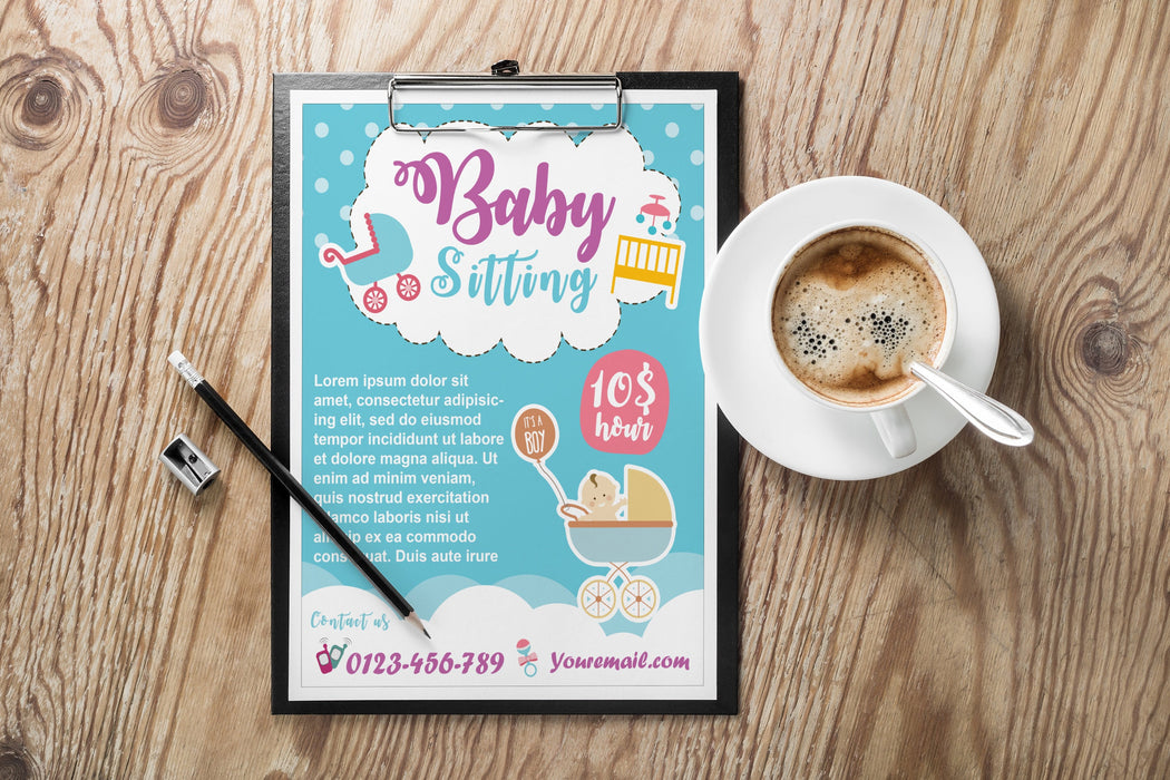 Cute Babysitter Flyer, Editable Babysitting Flyer Template, PRINTABLE flyer for Babysitting Services
