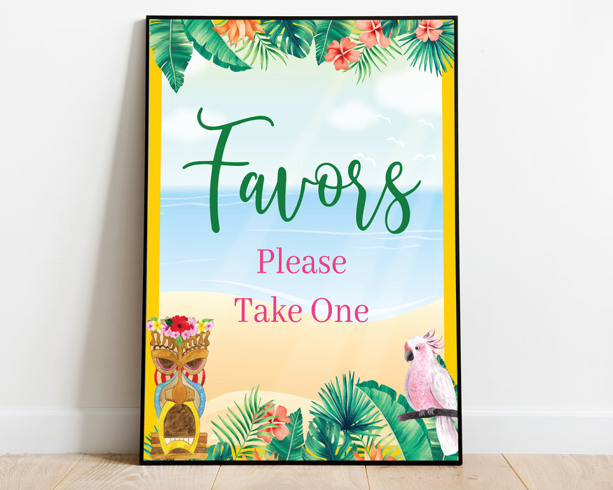Printable Luau Favor Sign | Hawaiian Tropical Party Favor Sign