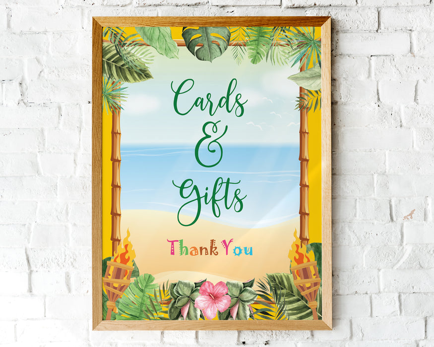 Printable Luau Cards and Gifts Sign | Hawaiian Tropical Party Decor Sign