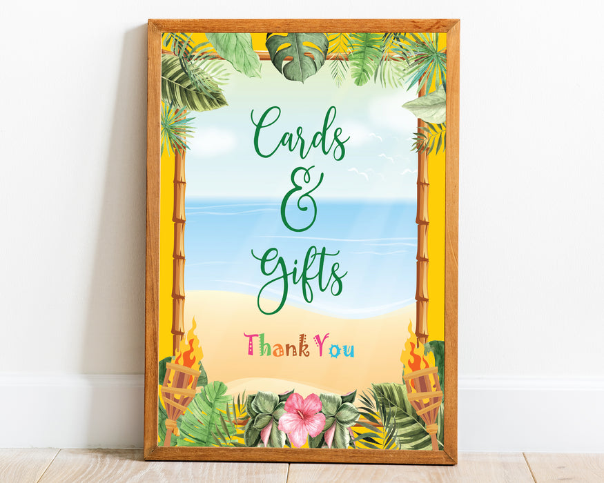 Printable Luau Cards and Gifts Sign | Hawaiian Tropical Party Decor Sign