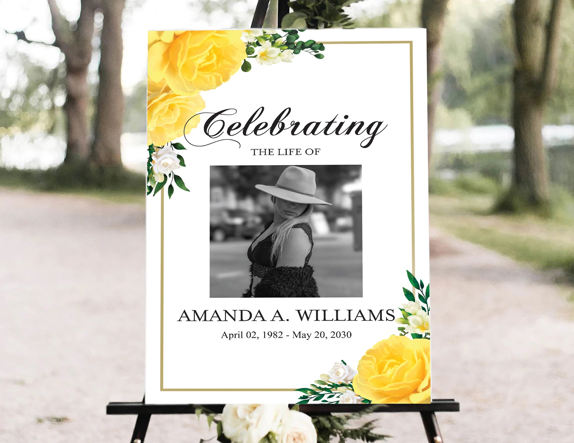 Editable 9 Piece Yellow Rose Funeral Program Template Bundle | Funeral ...