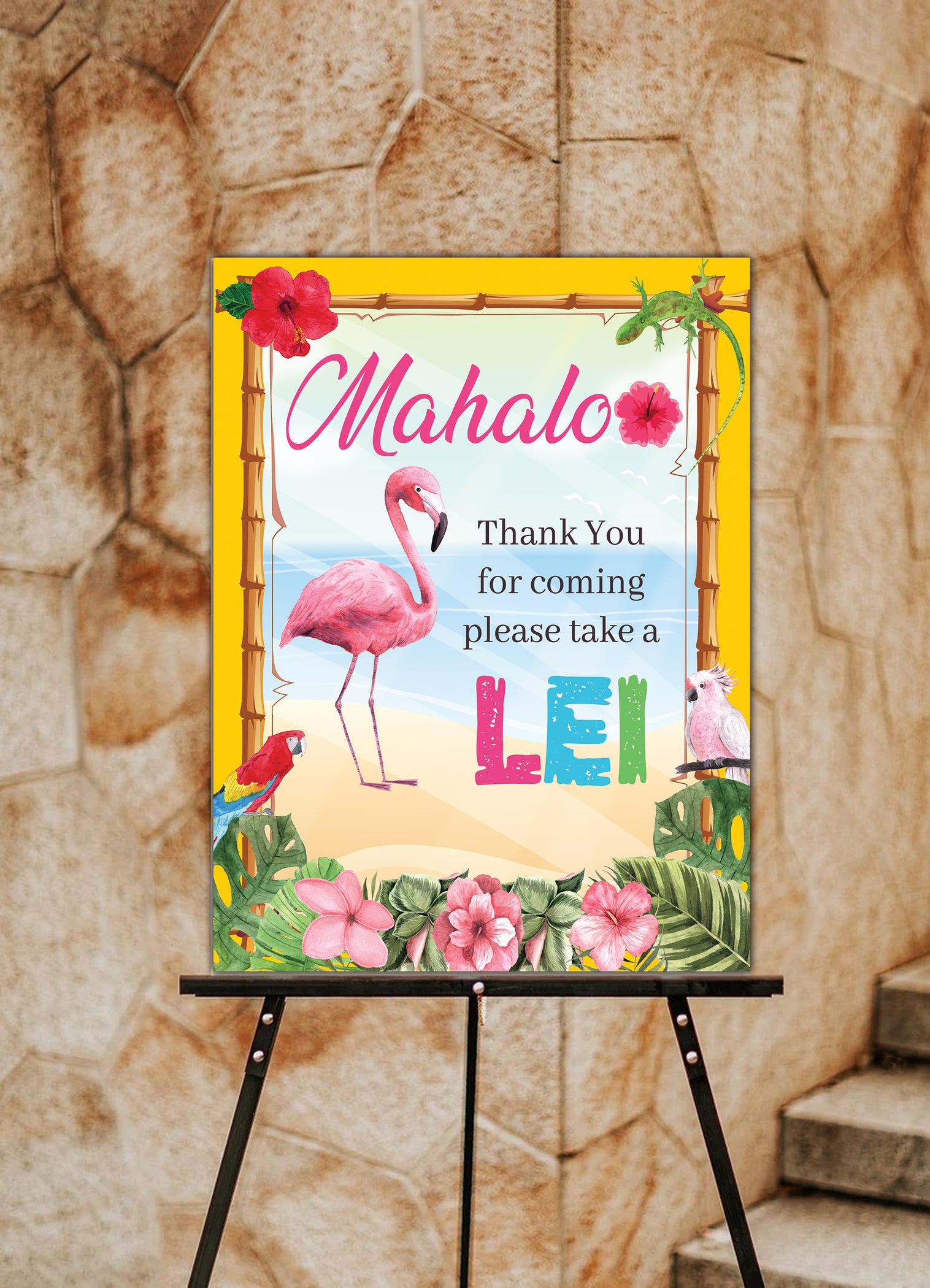 Printable Luau Take A Lei Sign | Hawaiian Tropical Party Decor Sign ...