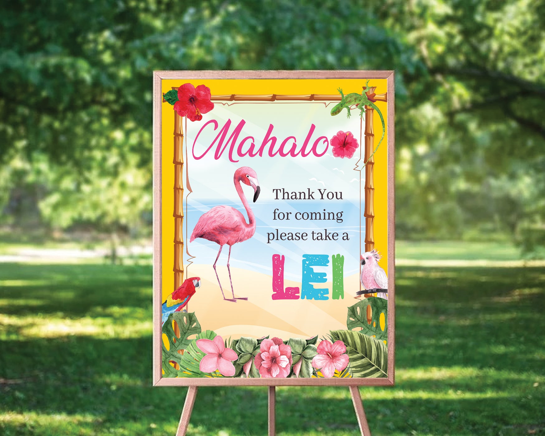 Printable Luau Take A Lei Sign | Hawaiian Tropical Party Decor Sign ...